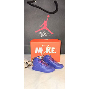 Unisex Purple Sneaker Keychain Set with Box and Bag One Size